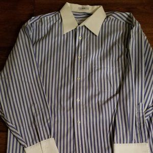 Blue & White Striped Men's Dress Shirt